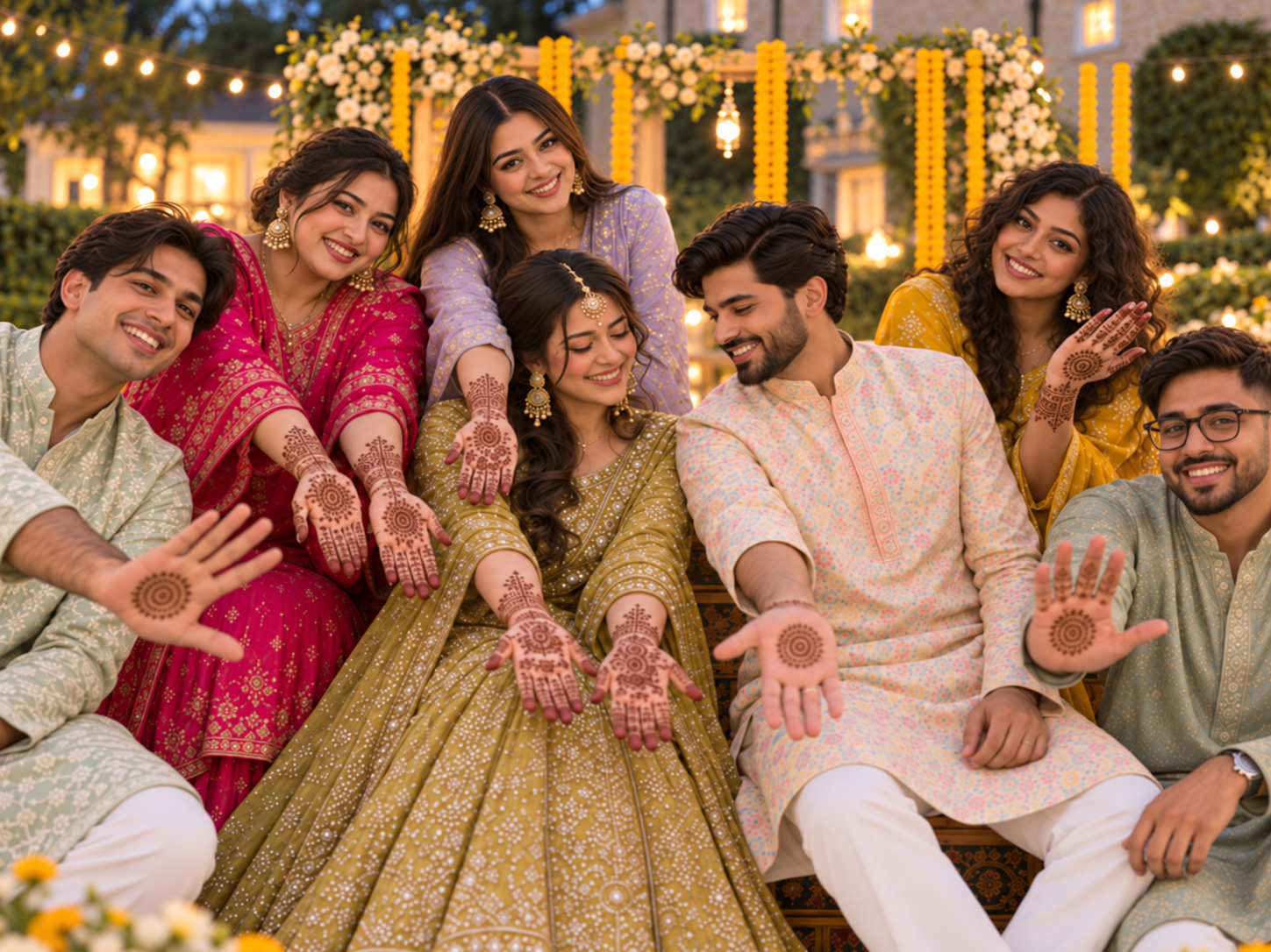 Golden Mehendi Celebration Group Portrait.png