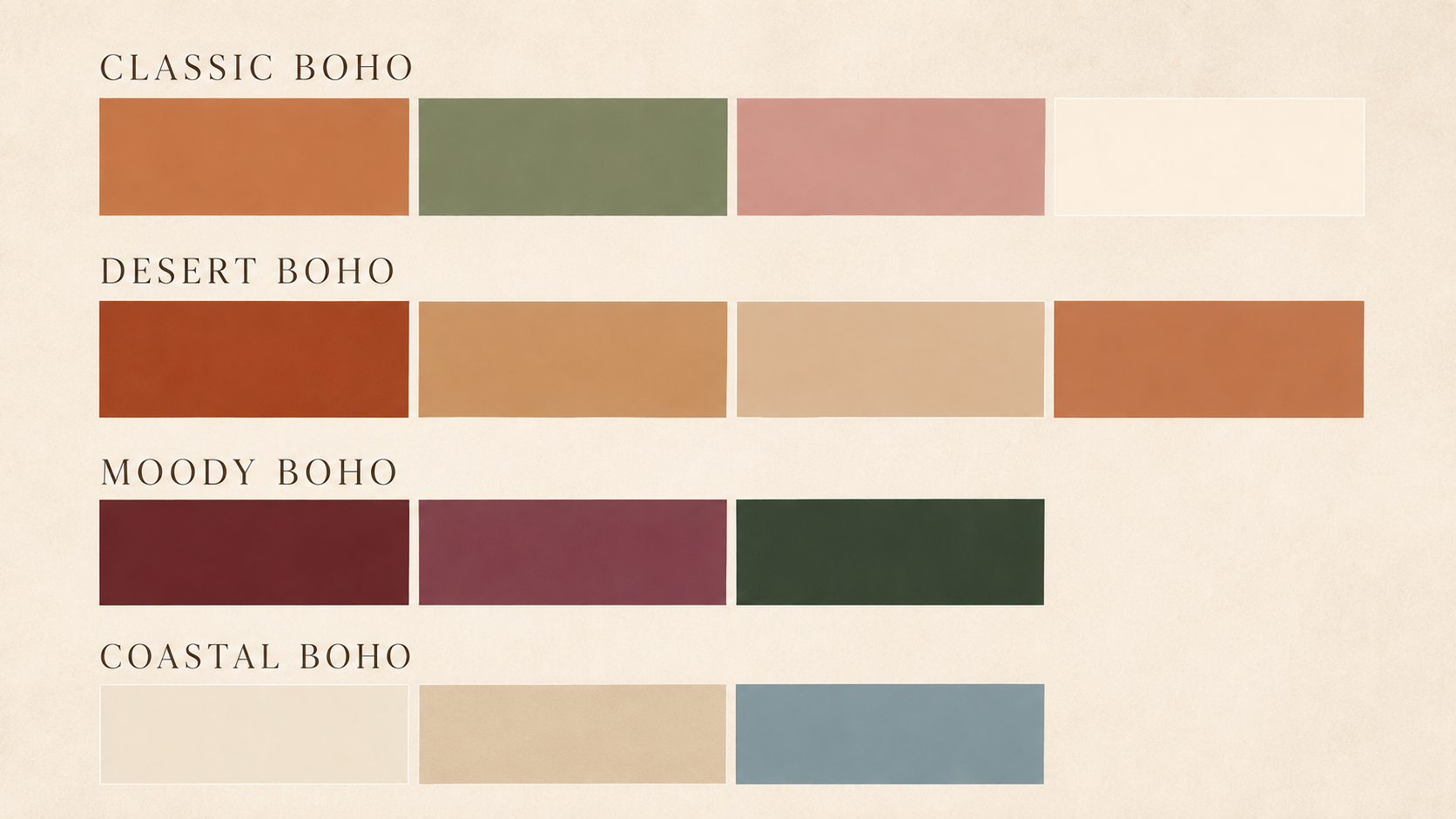 Boho Wedding Colour Palettes